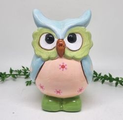  13cmx9cm-es, gynyr, festett kermia bagoly figura: nagy