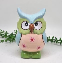  11cmx9cm-es, gynyr, festett kermia bagoly figura: kzepes v.kk-rsz