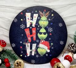  13cm tmrj sznes fa dekor tbla: Grincs fejek, HO-HO-HO