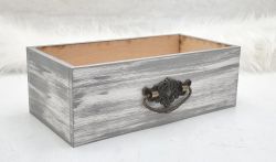  25cmx13cmx8cm-es antik hats fbl kszlt dekor-fik, rz fogantyval: szrke