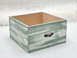  15cmx15cmx8cm-es antik hats fbl kszlt dekor-fik, rz fogantyval: patina-zld