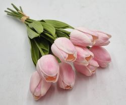  10 szlas csokor, 32cm hossz, 4,5cm-es fej, gynyr, leth real tuch gumitulipn: babarzsaszn