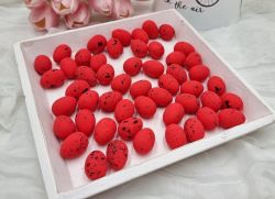  50db-os csomag, 2,5cm-es festett frjtojs, hungarocellbl: piros