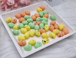  50db-os csomag, 2,5cm-es festett frjtojs, hungarocellbl: vegyes sznek, almazld, pasztell-narancs, napsrga