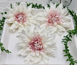  12cm-es, extra minsg, gynyr sokszirm selyem dlia fej: krm-rzsaszn