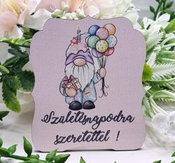  7cmx6cm-es Szletsnaodra szeretettel felirat, sznes fa tbla, lufis, mans