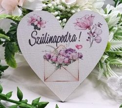  7cmx7cm-es sznes fa dekor tbla, szv formj: Szlinapodra