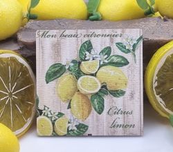  6cmx6cm-es sznes fa dekor tbla: Citrus Limon, citromfrts