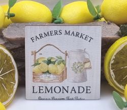  6cmx6cm-es sznes fa dekor tbla: Rarmers Market LAMONADE, lds-kancss