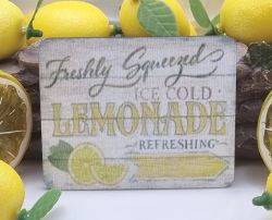  8cmx6cm-es sznes fa dekor tbla: Ice Cold LIMONADE citromos