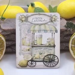  8cmx6cm-es sznes fa dekor tbla: Fresh Lemonade, limonds kocsi