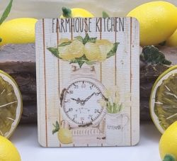  8cmx6cm-es sznes fa dekor tbla: Farmhause Kitchen, citromos-mrleges