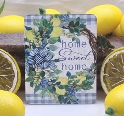  8cmx6cm-es sznes fa dekor tbla: Sweet Home citrom koszors