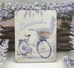  8cmx6cm-es sznes fa dekor tbla: LAVANDER, bicajos