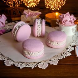  4 darabos csomag kermia Macaron dekorcikhoz, 3,5cmx2cm: babarzsaszn