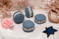  4 darabos csomag kermia Macaron dekorcikhoz, 3,5cmx2cm: pasztell donkk