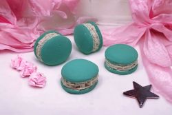  4 darabos csomag kermia Macaron dekorcikhoz, 3,5cmx2cm: trkiz